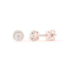 Round Cluster Halo Stud Earrings Rose Gold