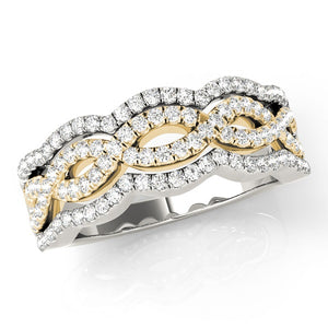 Infinity Two tone Multi Row Fashion Right hand Yellow Gold Ring