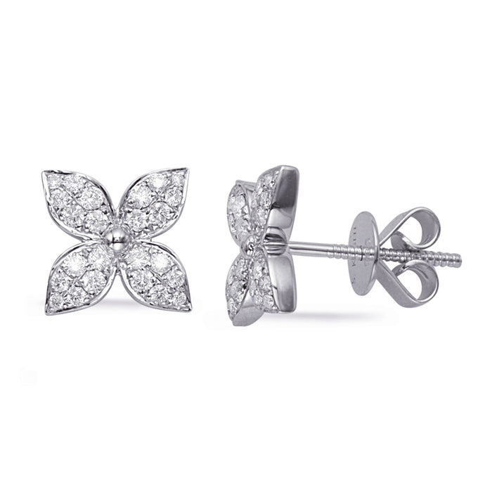 Micro Pave Flower Diamond Earrings
