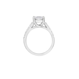 Cathedral Princess Asscher Diamond Engagement Ring