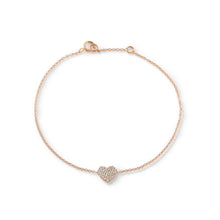 Pave Diamond Heart Bracelet Rose gold