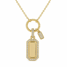 Engravable Dog Tag Pendant with Diamond Halo