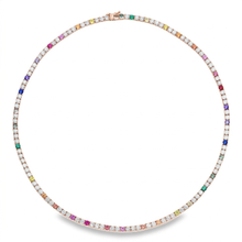 LAB GROWN Multi-Color Sapphire and Diamond Tennis Necklace