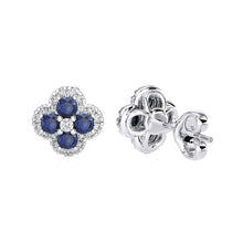 Blue sapphire & Diamond Clover earrings