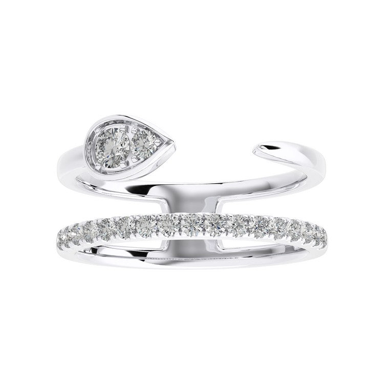 Two row open pear diamond ring