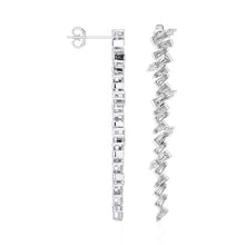 Baguette Threads Long Drop Diamond Earrings