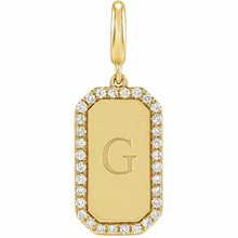 Engravable Diamond Halo Dog Tag Disk Pendant Charm