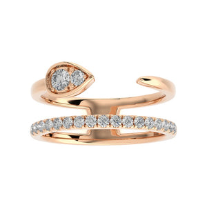 Two row open pear diamond ring