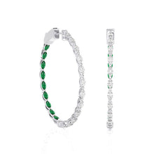 Emerald Gemstones Diamond Inside Out Hoop earrings