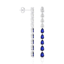 Blue Sapphire Pear Shape Long Drop Earrings