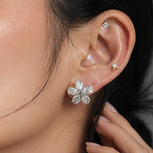 Oval Flower Diamond Earrings