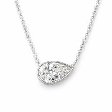 Lab Grown East-West Milgrain Bezel Pear Shape Solitaire Necklace