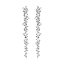 Baguette Threads Long Drop Diamond Earrings