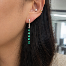 Emerald Pear Shape Long Drop Earrings