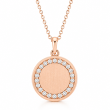 Engravable Pave Halo Diamond Disk Necklace
