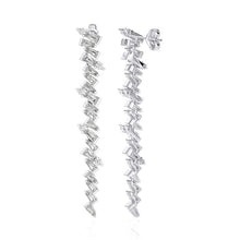 Baguette Threads Long Drop Diamond Earrings