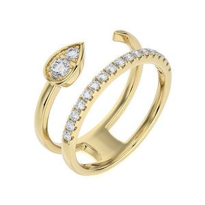 Two row open pear diamond ring