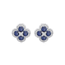 Blue sapphire & Diamond Clover earrings
