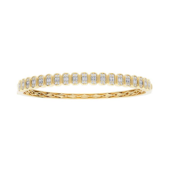 Illusion baguette Diamond Bangle Bracelet