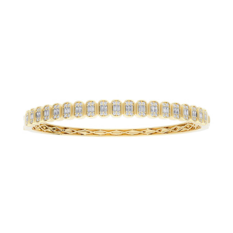 Illusion baguette Diamond Bangle Bracelet