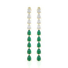 Emerald Pear Shape Long Drop Earrings