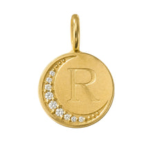 Engravable Diamond Cresent Moon Circle Disk Pendant