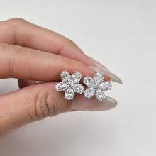 Oval Flower Diamond Earrings