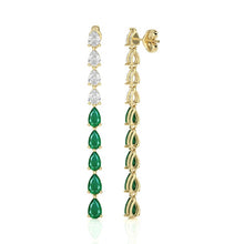 Emerald Pear Shape Long Drop Earrings