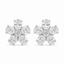 Oval Flower Diamond Earrings