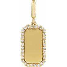 Engravable Diamond Halo Dog Tag Disk Pendant Charm
