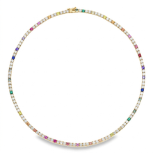 LAB GROWN Multi-Color Sapphire and Diamond Tennis Necklace