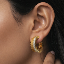 Baguette wide hoop earrings
