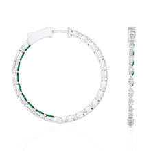 Emerald Gemstones Diamond Inside Out Hoop earrings