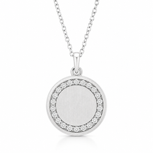Engravable Pave Halo Diamond Disk Necklace