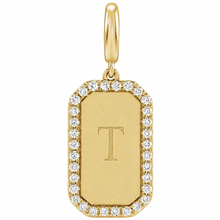 Engravable Diamond Halo Dog Tag Disk Pendant Charm