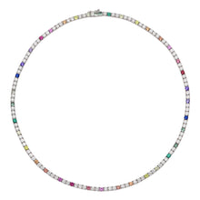 LAB GROWN Multi-Color Sapphire and Diamond Tennis Necklace