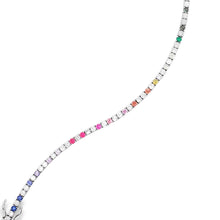 Multi-Color Rainbow Sapphire and Diamond Tennis Bracelet