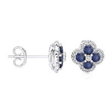 Blue sapphire & Diamond Clover earrings