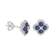 Blue sapphire & Diamond Clover earrings