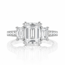 Three Stone Emerald with Side Stone Ring