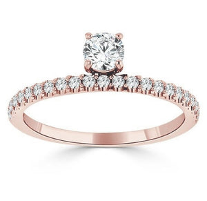Rose Gold Floating Stackable Diamond Pave Ring