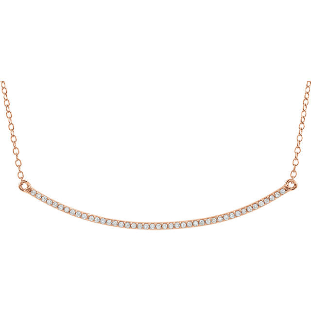 Curved Diamond Bar Necklace 14k WHITE YELLOW ROSE GOLD