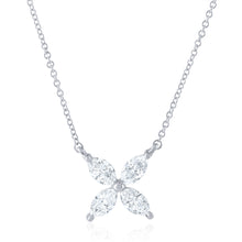 Marquise Four Stone Floral Diamond Necklace