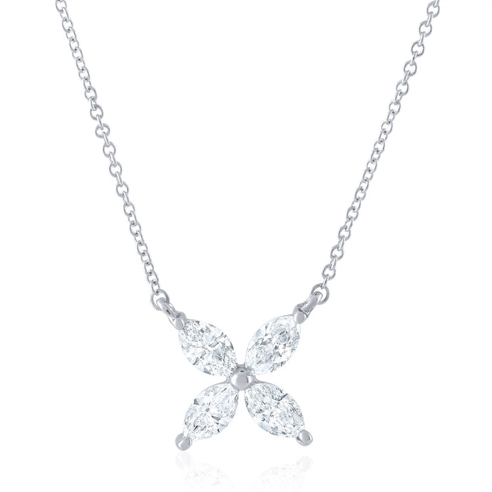 Marquise Four Stone Floral Diamond Necklace