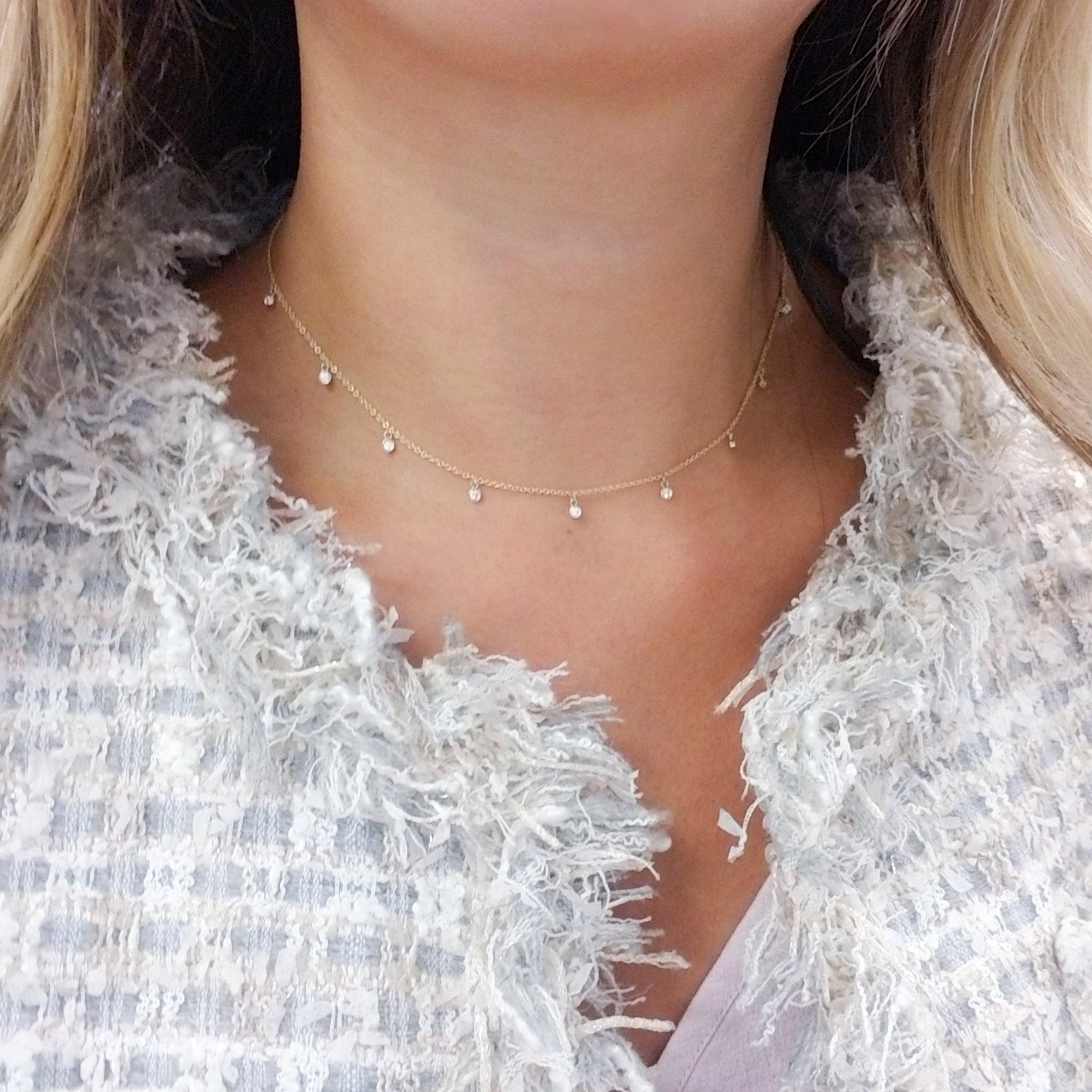 Diamond drop choker necklace Clearance