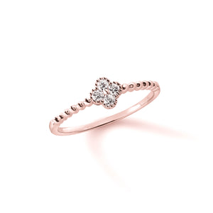 Diamond Clover Stackable Beaded Ring Rose Gold