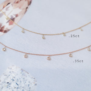 Bezel Drop Dangle Diamond Choker Station Necklace