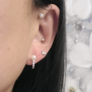 Pearl Diamond Huggie earrings