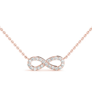 Diamond infinity twist necklace rose gold