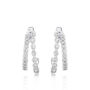 Double Diamond Hoop Huggie Earrings